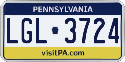 PA license plate LGL3724