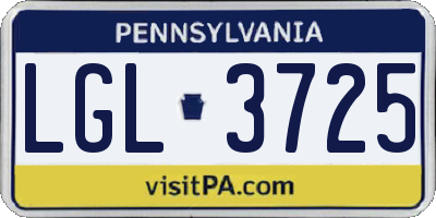 PA license plate LGL3725