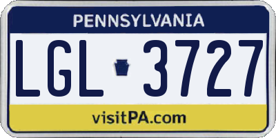 PA license plate LGL3727
