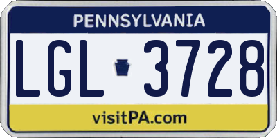 PA license plate LGL3728