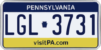 PA license plate LGL3731