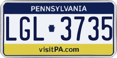 PA license plate LGL3735