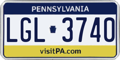PA license plate LGL3740