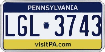 PA license plate LGL3743