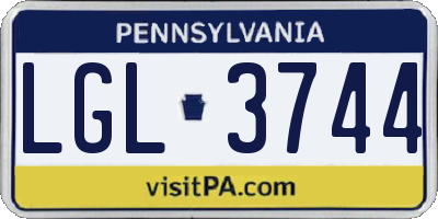 PA license plate LGL3744