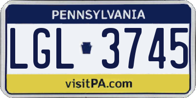 PA license plate LGL3745