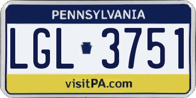 PA license plate LGL3751