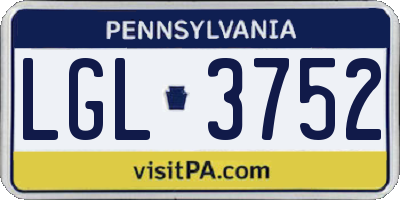 PA license plate LGL3752
