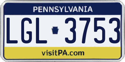 PA license plate LGL3753