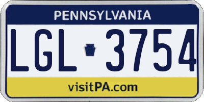 PA license plate LGL3754