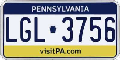 PA license plate LGL3756