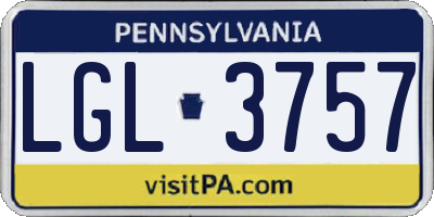 PA license plate LGL3757