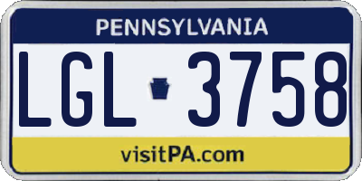 PA license plate LGL3758