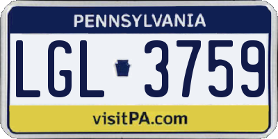 PA license plate LGL3759