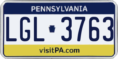 PA license plate LGL3763