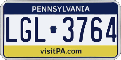 PA license plate LGL3764