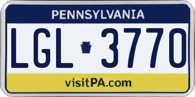 PA license plate LGL3770