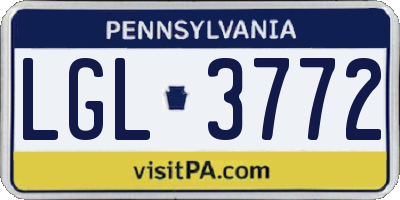 PA license plate LGL3772
