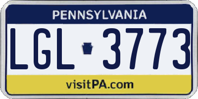 PA license plate LGL3773