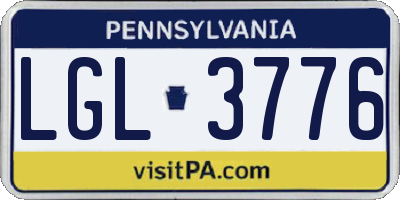 PA license plate LGL3776