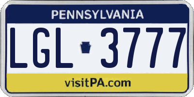 PA license plate LGL3777