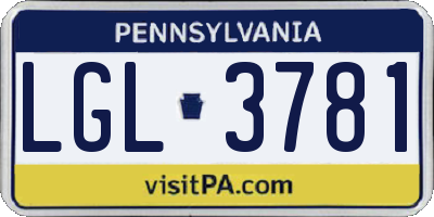 PA license plate LGL3781