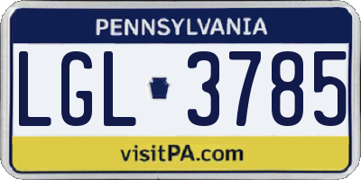 PA license plate LGL3785