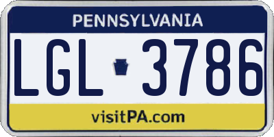 PA license plate LGL3786