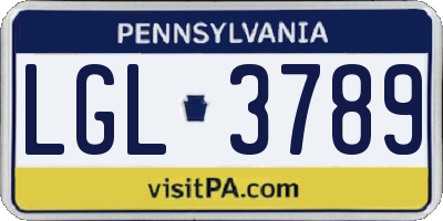 PA license plate LGL3789