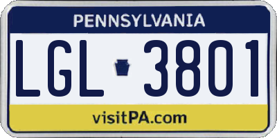 PA license plate LGL3801