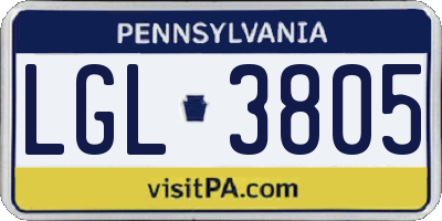 PA license plate LGL3805