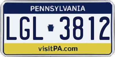 PA license plate LGL3812