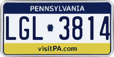 PA license plate LGL3814