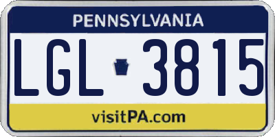 PA license plate LGL3815