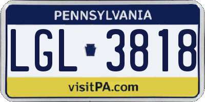 PA license plate LGL3818