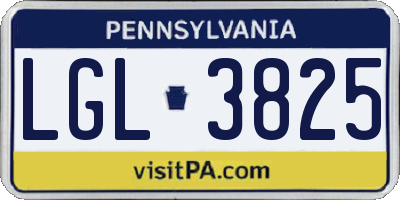 PA license plate LGL3825