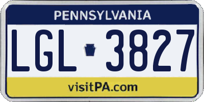 PA license plate LGL3827