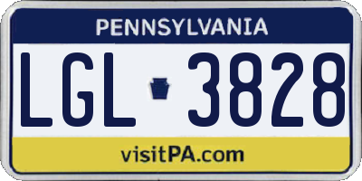 PA license plate LGL3828
