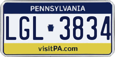 PA license plate LGL3834
