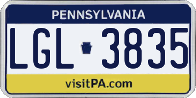 PA license plate LGL3835