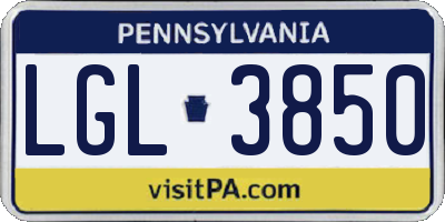 PA license plate LGL3850