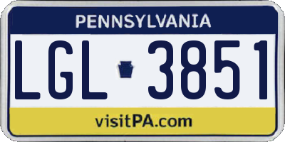 PA license plate LGL3851
