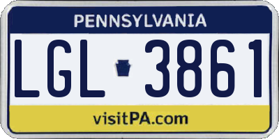 PA license plate LGL3861