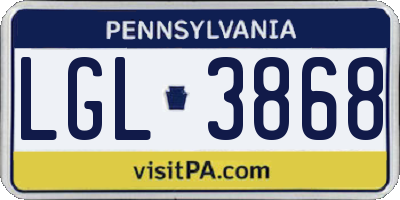 PA license plate LGL3868