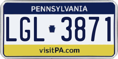 PA license plate LGL3871
