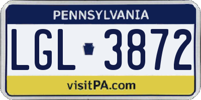 PA license plate LGL3872