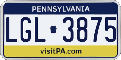 PA license plate LGL3875