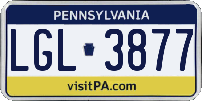 PA license plate LGL3877
