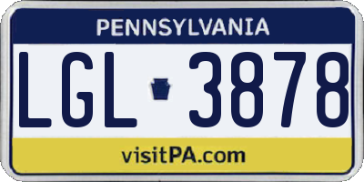 PA license plate LGL3878
