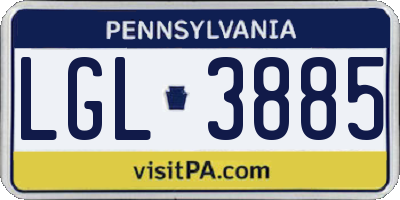 PA license plate LGL3885